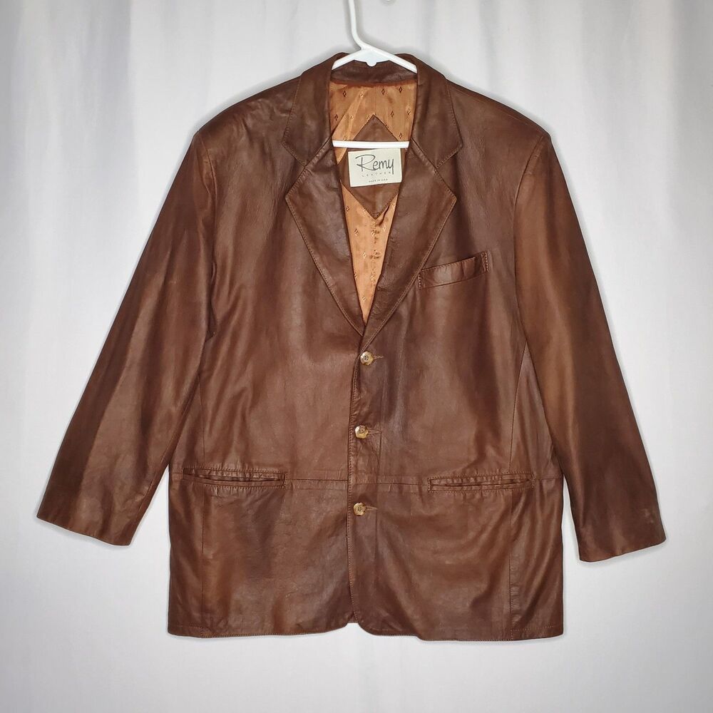 Remy Soft Brown Leather Jacket Mens‎ 50 Large Quiet Luxury Old Money Fight Club